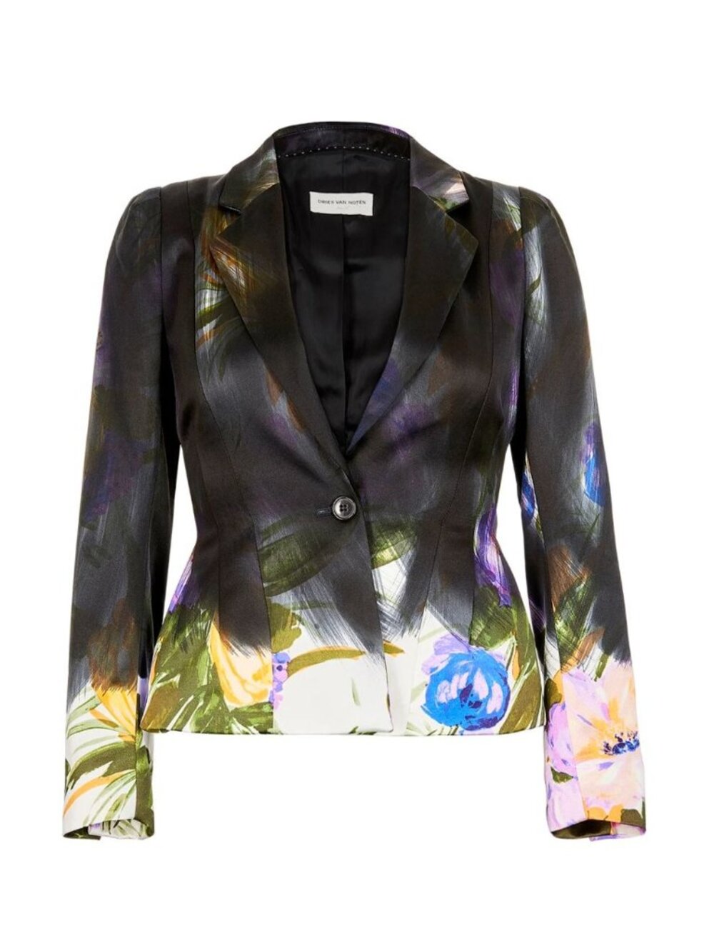 NWT DRIES VAN NOTEN Byrus Hand Painted Blazer Jacket Cotton Silk 44